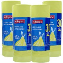 Alfapac - 4 rollos de 20 bolsas de basura con autocierre, 30L