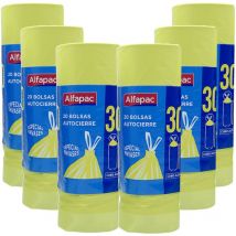 Alfapac - 6 rollos de 20 bolsas de basura con autocierre, 30 l
