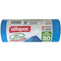Alfapac - Pack de 40 Rollos de 15 Bolsas de basura con autocierre 'Overlap', 30L