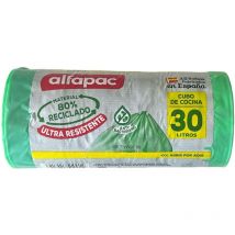 Alfapac - Pack de 60 Rollos de 15 Bolsas de basura con autocierre 'Antibacterias', 30L