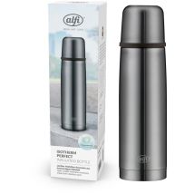 Alfi Isotherm Av 500ml, Cool Grey Mat, Borraccia Isolante In Acciaio Con Bicchiere, Ermetica Con Chiusura Automatica, Smontabile, Caldo Per 12 Ore, 
