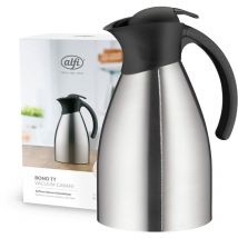 Alfi - bono tt 1,5l, caraffa thermos isolante con doppia parete in acciaio, con plastica nera, tiene caldo per 12 ore, freddo per 24 ore, chiusura a