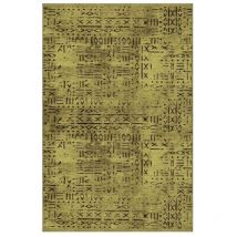 Alfombra antideslizante de chenilla Vadi decoración geométrica verde 120x180