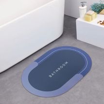 Alfombra de baño antideslizante ovalada 43x67cm en microfibra absorbente Ducha Color: Azul