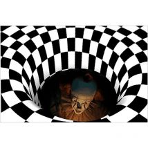 Alfombra de ilusión óptica 3D, rectangular, antideslizante, con diseño de payaso, suave y de terror para decoración de Halloween.