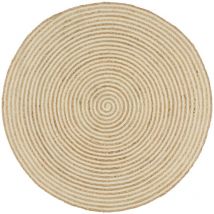 Prolenta Premium - Alfombra de Yute hecha a mano con diseño de espirales Blanco 150 cm DEC023513