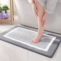 Alfombrilla de baño antideslizante de microfibra suave, lavable a máquina y absorbente, 40 x 60 cm, gris