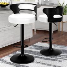 Alfordson - 2 x Comfy Bar stools pu Leather, 360 Degree Swivel Wooden Kitchen Chair, White