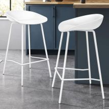 Alfordson - 2 x Metal Bar stools Kitchen Dining Chairs with Spacious Seat Footrest, White