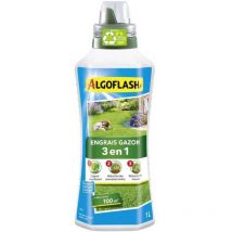 Algoflash - Fertilizante líquido de césped, 3 acciones, apto para agricultura biológica, diluir, para 100 m², 1 l, ALGAZBIO1000