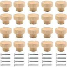 ZVD - aiperq - 20 tiradores de madera para muebles, redondos, de madera natural, para puertas y cajones, aptos para armarios, cajones, armarios,