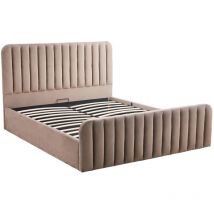 Alice - lit coffre - 160x200 cm - en velours - taupe