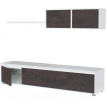 Mobimarket - Einbaufertige Wand Savannah, TV-Ständer für Wohnzimmer, Zusammensetzung des Wohnzimmersets, Wohnzimmergarnitur mit Schrankwand, cm