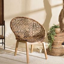 Macabane - alida - Fauteuil dossier arrondi assise en abaca tressé