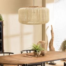 Macabane - alida - Suspension 'seau' 76x76cm en rotin couleur naturelle et teck