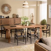 Macabane - alida - Table à manger rectangulaire 220x90cm en bois de teck recyclé