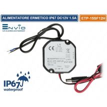 Alimentatore ermetico a commutazione switching da esterno IP67 12V 1.5A per illuminazione e tvcc
