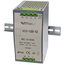 Victory - Alimentatore switching 12Vdc 10A 120W, guida din TS-35/7.5 e TS-35/15 VICD-120-12