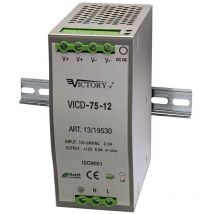 Alimentatore switching 12Vdc 6,3A 75W, guida din TS-35/7.5 e TS-35/15 Victory VICD-75-12