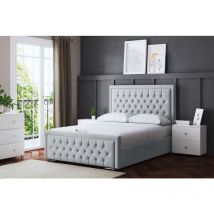 Allegra Silver Upholstered Bed With Ottoman Metal Gas Lift Super King