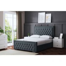 Allegra Steel Upholstered Bed Super King