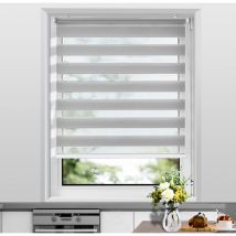 Store Enrouleur Jour Nuit sans Chaîne, Rideau fiable et pratique, Tirez-Arrêtez sans rebond, Facile à Installer avec Clips, pour Fenêtre ou Porte,