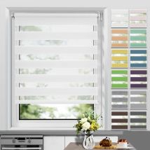 Store Enrouleur Jour Nuit sans Perçage, Facile à Installer avec Clips pour Fenêtre ou Porte, 40 x 130 cm, Blanc - Allesin