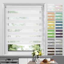 Store Enrouleur Jour Nuit sans Perçage, Facile à Installer avec Clips pour Fenêtre ou Porte, 55 x 130 cm, Blanc - Allesin