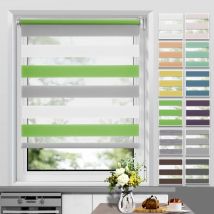 Store Enrouleur Jour Nuit sans Perçage, Facile à Installer avec Clips pour Fenêtre ou Porte, 85 x 150 cm, Vert-Gris-Blanc - Allesin