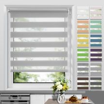 Store Enrouleur Jour Nuit sans Perçage, Facile à Installer avec Clips pour Fenêtre ou Porte, 50x180cm, Gris - Allesin