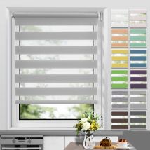 Allesin Store Enrouleur Jour Nuit sans Perçage, Facile à Installer avec Clips pour Fenêtre ou Porte, 80 x 230 cm, Gris