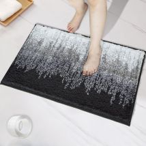 Allesin - Tapis de Bain Antidérapant, 50x80cm+60x90cm, Noir Gris Blanc, Tapis de Sol Absorbant et Doux, Tapis de Salle de Bain et Chambre, pour la