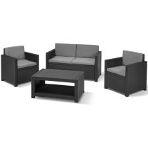Loungeset Monaco, graphit 2x Sessel, 1x Bank, 1x Tisch, inklusive Sitz- und Rückenkissen