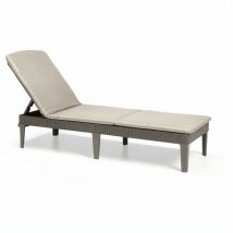 Allibert by keter - Bain de soleil 4 positions Jaipur avec coussin - imitation rotin - coloris cappuccino.