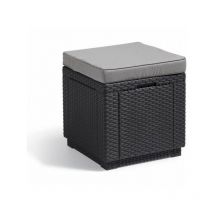Allibert - Table-pouf de jardin Keter by keter - Cube avec coussin - Gris graphite - 47,1 l