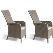 Allibert - Chaises de jardin inclinables Vermont lot de 2 Cappuccino Keter