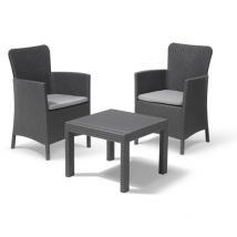 Keter Set 2 Fauteuils + Table Ouverte SALVADOR BALCON Graphite