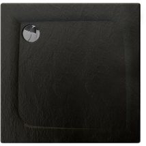 Allibert - Receveur de douche extra-plat texture effet pierre mooneo carre 80 x 80 cm noir