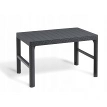 Table Allibert Lyon, graphite, table en polyrotin, table de salon, table en plastique, table de jardin, 116 x 71,5 x 66,5 cm, 233779