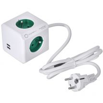 Allocacoc - 2402GN/FREUPC Intérieur 4AC Prise(s) 1,5m Vert, Couleur Blanco Base multiple - Base multiple (Intérieur, 1,5m, 4 prises ac, Type e (fr),