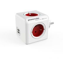 Allocacoc - PowerCube Original usb Typ e Indoor 4AC Outlet(s) Rot Mehrfachsockel - Mehrfachsockel (Indoor, 4 ac Outlets, Typ e (fr), Rot, ce, 16 a)