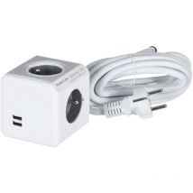 Allocacoc - powercube extended usb e(fr), 3m power extension 4 ac outlet(s)