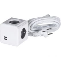 Allocacoc - powercube extended usb e(fr), 3m power extension 4 ac outlet(s)