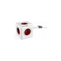 Allocacoc PowerCube Esteso - Più ladro e prolunga da 1,5 m con 5 tappi a cubo, rosso