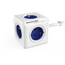 Powercube Extended Fr Blue - Mehrfachsteckdosenwürfel Mit 5 Steckdosen In Würfelform, Farbe White Und Blau - Allocacoc