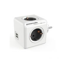 Allocacoc - Ladrón Powercube original 4 tomas + 2 usb (5V). Color gris - talla