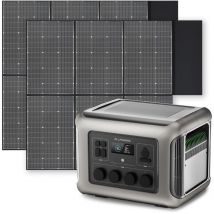 Générateur solaire R2500 2016 Wh avec 2 panneau solaire de 600 w, 4 sorties ca de 2500 w (crête 4000 w), station d'alimentation portable avec