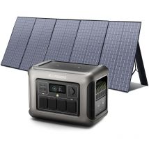 R1500 générateur solaire avec panneaux solaire pliables de 400W, 1152Wh batterie LiFeP04, 2 x Chargement rapide sans fil 15W, fonction ups, Entrée