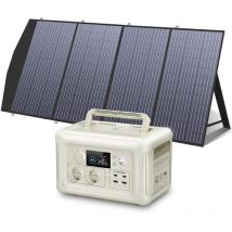 R600 299WH LiFePO4 Générateur solaire à batterie, 2 x 600 w (pointe 1200 w) Sortie ac Station d'alimentation portable avec panneau solaire 200 w,