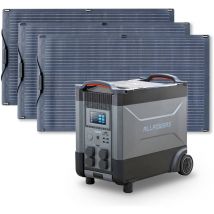 Station d'alimentation portable R4000 générateur solaire 3600Wh LiFePO4 batterie ca 4000W, charge rapide,avec 3 panneau solaire monocristallin 100W